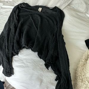 We the free cropped off the shoulder black blouse